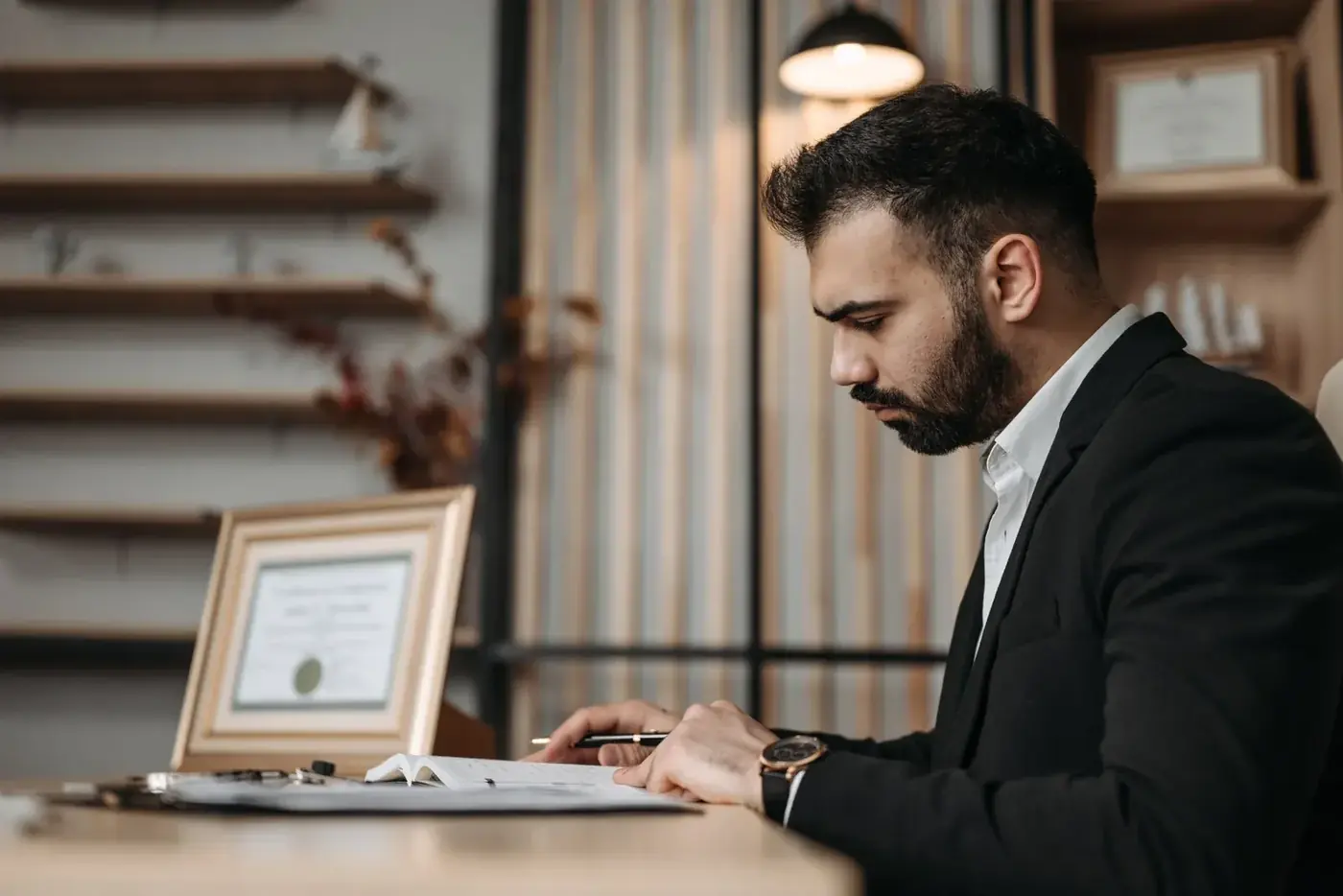 A sales development representative working through his call list